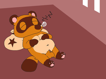 anthro balls belly big_balls brown_body brown_fur chibi eyes_closed fur genitals humanoid_genitalia humanoid_penis lying male navel penis sleeping slightly_chubby solo olkl1234 animal_crossing nintendo tom_nook_(animal_crossing) canid canine mammal raccoon_dog tanuki 2020 4:3 hi_res
