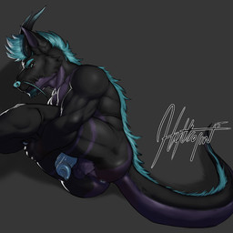 anthro anus arms_in_front athletic back_mane balls biceps biped black_body black_fur blue_body blue_eyes blue_fur blue_hair blue_nose blue_penis butt fur genitals grey_background hair half-erect hand_on_leg hand_on_own_leg hand_on_own_thigh hand_on_thigh holding_both_legs holding_legs_up horn legs_together legs_up looking_at_viewer lying male markings muscular muscular_anthro nude on_side pecs penis penis_backwards penis_tuck pose purple_body purple_fur scales simple_background solo tail tail_mane vein whiskers hythrojin asian_mythology east_asian_mythology mythology zayz dragon eastern_dragon mythological_creature mythological_scalie reptile scalie 1:1 hi_res