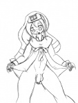 balls cosplay eyewear femboy flaccid genitals glasses habit male nun penis solo angelbreed arc_system_works guilty_gear alix_(angelbreed) bridget black_and_white monochrome