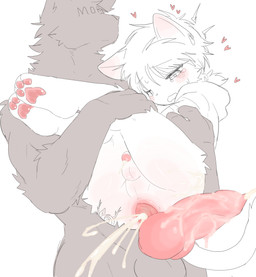 afterglow animal_genitalia animal_penis anthro anthro_on_anthro anthro_penetrated anthro_penetrating anthro_penetrating_anthro athletic athletic_anthro athletic_male balls biped blush bodily_fluids canine_genitalia canine_penis carrying_another carrying_partner cat_tail clothing cum cum_on_own_penis cum_on_penis cum_on_self cum_spurt cumshot_after_pull_out duo featureless_face feet front_view genital_fluids genitals glans hair half-closed_eyes heart_symbol hearts_around_head hindpaw hoodie humanoid_genitalia humanoid_penis knot knotted_penis larger_anthro larger_male male male/male male_anthro male_on_anthro male_penetrated male_penetrating male_penetrating_male narrowed_eyes nude nude_anthro nude_male paws penetration penis plantigrade ponytail prolapse pull_out sex size_difference slim slim_anthro slim_male smaller_anthro smaller_male tears topwear aellaellae anon canid canine domestic_cat felid feline felis mammal 2026 absurd_res digital_drawing_(artwork) digital_media_(artwork) hi_res partially_colored shaded soft_shading