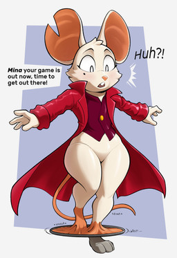 featureless_crotch female latex shocked solo text transformation transformation_by_substance transformation_ring transformation_through_technology badroy mina_the_hollower yacht_club_games mina_(mina_the_hollower) mammal mouse murid murine rodent absurd_res english_text hi_res