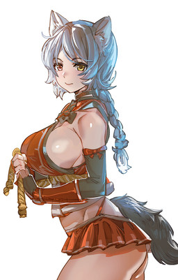 belt big_breasts bottomwear braided_hair breasts clothing eyebrow_through_hair eyebrows female grey_hair hair heterochromia microskirt miniskirt rope rope_belt side_boob skirt solo tail thong_straps translucent translucent_hair bow_(artist) animal_humanoid canid canid_humanoid canine canine_humanoid dog_humanoid humanoid mammal mammal_humanoid 2022