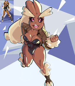 3_toes 4_fingers anthro belt breasts brown_body brown_fur clothed clothing feet female female_anthro fingers fur leotard looking_at_viewer navel open_mouth pose solo standing toes wide_hips c0cobeanz marvel marvel_rivals nintendo pokemon rogue_(marvel) rogue_lopunny_(mangakitsune2) generation_4_pokemon lagomorph leporid lopunny mammal pokemon_(species) rabbit absurd_res digital_drawing_(artwork) digital_media_(artwork) hi_res