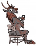 anthro antlers biped brown_mane cellphone chair electronics fur fur_markings furniture grey_body grey_fur grey_tail holding_cellphone holding_object holding_phone holding_smartphone hooves horn looking_back male mane markings nude on_chair open_mouth phone rear_view shoulder_blades simple_background sitting sitting_on_chair smartphone solo tail teeth white_background paintdog_(artist) deer mammal