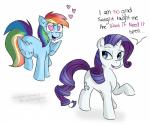 blue_fur english_text equine female friendship_is_magic fur hair horn mammal my_little_pony pegasus purple_hair rainbow_dash_(mlp) rarity_(mlp) text unicorn white_fur wings wizardglitter
Rating: Safe
Score: 8
User: Lunaz
Date: April 07, 2014