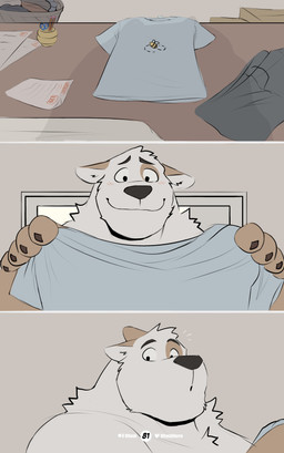 5_fingers anthro areola arm_markings barazoku biped black_eyebrows black_eyes black_nose chest_tuft clothed clothing crotch_tuft door ears_down eyebrows fingers fur fur_markings furniture hair holding_clothing holding_object holding_shirt holding_topwear looking_down male manly markings mature_anthro mature_male monotone_body monotone_fur mouth_closed muscular muscular_anthro muscular_male neck_tuft neutral_expression open_door overweight overweight_anthro overweight_male paper partially_clothed patreon_logo patreon_username pivoted_ears pseudo_hair shirt short_hair simple_background smile solo text toony topless topwear tuft twitter_logo white_body white_fur vitashi patreon twitter canid canine canis domestic_dog mammal 2025 absurd_res artist_name comic digital_media_(artwork) hi_res sequence signature