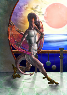 5_fingers ambiguous_gender anthro blue_eyes claws detailed_background digitigrade fin fingers frill_(anatomy) glistening green_eyes heterochromia long_neck looking_at_viewer membrane_(anatomy) membranous_frill membranous_wings nude pink_body pink_scales scales solo spade_tail spread_wings sun tail translucent translucent_wings wings felixspeagel mythology dragon mythological_creature mythological_scalie scalie absurd_res digital_media_(artwork) hi_res