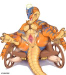 2014 3_toes ahegao anthro anus barefoot belly_scales biped blush bodily_fluids bound breasts capcom cart claws clitoris curling_toes digitigrade dragon etheross eye_roll facial_scales feet female flying_wyvern gaping gaping_pussy genitals lizard long_neck looking_pleasured lying membrane_(anatomy) membranous_wings monster_hunter mythological_creature mythological_scalie mythology nipples non-mammal_breasts open_mouth paws pussy reptile scales scalie seeing_stars simple_background soles solo spread_legs spread_toes spreading submissive submissive_female tail tears text third-party_edit tigrex toe_claws toes tongue tongue_out white_background wide_hips wings