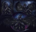 2017 anthro anthro_on_anthro balls bat black_balls black_cum black_nose bodily_fluids breasts chair_position colored_cum comic cum cum_in_pussy cum_inside dark_theme digital_media_(artwork) dragon duo eyes_closed female female_penetrated folded_wings forked_tongue frill_(anatomy) from_behind_position front_view genital_fluids genitals grey_hair hair head_crest head_frill hi_res latex looking_at_viewer male male/female male_penetrating male_penetrating_female mammal membrane_(anatomy) membranous_frill membranous_wings moon mythological_creature mythological_scalie mythology neck_frill night nipples orange_eyes outside penetration penile penile_penetration penis penis_in_pussy purple_nipples purple_penis purple_tongue raak rakisha scalie sex sky spade_tail spread_legs spread_wings spreading tail teeth tongue transformation unusual_bodily_fluids unusual_cum unusual_genital_fluids vaginal vaginal_penetration vein winged_arms wings zeitgeist