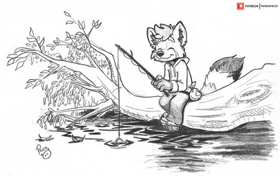 anthro apple bottomwear cheek_tuft closed_smile clothed clothing eyes_closed facial_markings facial_tuft fishing fishing_rod food fruit hair head_markings hoodie logo male markings mouth_closed pants patreon_logo plant short_hair sitting smile solo topwear tree tuft water young young_anthro young_male pandapaco patreon ailurid mammal red_panda artist_logo signature spot_color