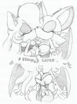 anthro between_breasts big_breasts breasts duo female female/female kiss_on_lips kissing masturbation banjokazoo123 sega sonic_the_hedgehog_(series) fan_character rouge_the_bat venus_the_hedgehog bat eulipotyphlan hedgehog mammal graphite_(artwork) hi_res traditional_media_(artwork)