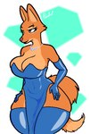 anthro bare_shoulders big_breasts big_butt bodysuit breasts butt clothed clothing curvy_figure eyebrows eyelashes female fingers footwear fur gloves handwear huge_breasts jewelry legwear narrowed_eyes navel necklace orange_body orange_fur piercing simple_background skinsuit smile smug solo stockings thick_thighs tight_clothing topwear wide_hips haibet dreamworks the_bad_guys diane_foxington canid canine fox mammal 2022 digital_media_(artwork) hi_res portrait three-quarter_portrait