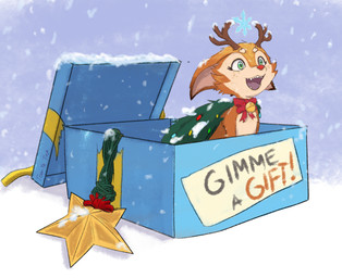 2_horns ambiguous_feral ambiguous_gender antlers bell big_ears bow_tie brown_body brown_fur brown_horn cheek_tuft ears_down eyebrows eyelashes facial_tuft fangs feral freckled_face freckles fur gift green_eyes green_wings holidays horn multicolored_body multicolored_fur open_mouth open_smile pivoted_ears quadruped red_bow_tie red_nose smile snow snowing tan_body tan_eyebrows tan_fur teeth text tuft wings young young_ambiguous young_feral tomtotap christmas league_of_legends riot_games tencent reindeer_smolder_(lol) smolder_(lol) deer mammal new_world_deer reindeer 2025 artist_name digital_media_(artwork) english_text hi_res male_(lore)