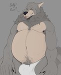 anthro belly bottomwear bulge clothing fur loincloth male musclegut muscular navel nude overweight overweight_male solo sheppyduke mythology canid canine canis mammal mythological_canine mythological_creature were werecanid werecanine werewolf wolf