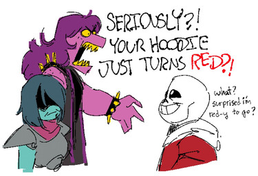 alternate_color alternate_costume ambiguous_gender ambiguous_human anthro armor black_text blue_hair bone bracelet clothed clothed_ambiguous clothed_anthro clothed_female clothed_human clothed_male clothing dark_world female female_anthro fingers group hair hoodie humor jewelry larger_anthro larger_female looking_at_another looking_down looking_down_at_another looking_up_at_another male mouth_closed narrowed_eyes open_mouth pun purple_body purple_hair red_clothing red_hoodie red_text red_topwear sharp_teeth side_view simple_background size_difference skeleton smaller_male smile spiked_bracelet spikes teeth text tomboy topwear trio white_background yellow_eyes yellow_teeth rekkadraws deltarune undertale undertale_(series) kris_dreemurr sans_(undertale) susie_(deltarune) animated_skeleton human mammal monster scalie undead 2025 digital_drawing_(artwork) digital_media_(artwork) english_text