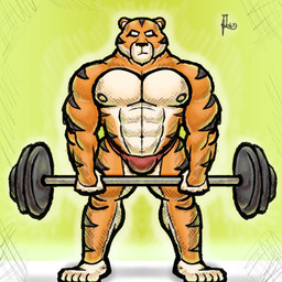 anthro barazoku barbell exercise male muscular solo weightlifting workout alanottaviano felid feline mammal pantherine tiger 1:1 hi_res