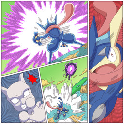 ambiguous_gender angry anthro duo long_tongue outside tail text tongue tongue_out ragster_(artist) nintendo pokemon amphibian generation_1_pokemon generation_6_pokemon greninja legendary_pokemon mammal mewtwo pokemon_(species) 1:1 comic digital_media_(artwork) english_text hi_res