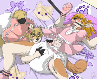 ageplay anthro arched_back bdsm bed blush bodily_fluids bondage bondage_gear bondage_gloves booties bound clean_diaper clothed clothing crossdressing cum cum_in_diaper cumshot diaper diapered_female diapered_male dress duo ejaculation erection female femboy forced forced_orgasm frilly fur furniture gag genital_fluids genitals gloves hair handjob handwear infantilism lying male male/female one_eye_closed orgasm pacifier pacifier_gag paw_gloves penile penis pink_clothing pink_dress roleplay rubbing sex smile submissive submissive_male unclean_diaper wearing_diaper babysteps canid canine canis domestic_dog mammal shiba_inu spitz digital_media_(artwork)