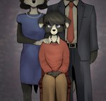 anthro biped blue_eyes clothed clothing family_photo female front_view group looking_at_viewer male simple_background sitting trio twang benjamin_(twang) canid canine canis domestic_dog mammal hi_res