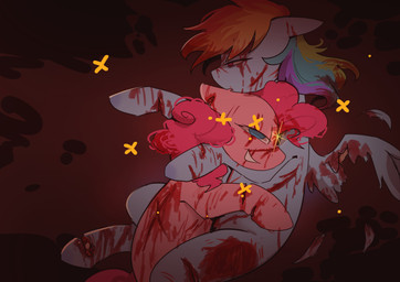 alternate_universe blood blue_body blue_eyes blue_feathers blue_fur bodily_fluids bone duo feathers female female_feral feral flower fur gore hair hooves hug multicolored_hair notched_ear pink_body pink_fur pink_hair pink_tail plant rainbow_hair scar simple_background smile tail text tired tired_eyes torn_wing wings wounded yellow_flower sinful_pie cupcakes_(mlp_fanfic) friendship_is_magic hasbro my_little_pony mythology pinkie_pie_(mlp) rainbow_dash_(mlp) earth_pony equid equine horse mammal mythological_creature mythological_equine pegasus pony 2025 absurd_res colored digital_drawing_(artwork) digital_media_(artwork) english_description english_text hi_res