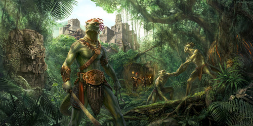 anthro armor aztec bottomwear clothed clothing cuff_(restraint) forest frill_(anatomy) group head_crest head_frill horn jewelry jungle loincloth loincloth_only male mayan melee_weapon mesoamerican_architecture necklace plant polearm restraints spear sword tail temple topless torch tree tribal weapon lslominski bethesda_game_studios microsoft the_elder_scrolls the_elder_scrolls_online xbox_game_studios argonian scalie alternate_version_at_source hi_res official_art wallpaper