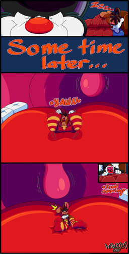 3_toes 4_fingers anthro big_feet big_tongue bottomwear cartoon_gloves clothing duo feet fingers footwear inside_mouth male male/male mischievous mischievous_smile open_mouth prank red_tongue shorts sleeping smile smiling_at_viewer snoring socks soft_vore spread_toes toes tongue toony uvula vore yawn marquis2007 herman_(marquis2007) roderick_(tamerkoh) imp lagomorph leporid mammal rabbit absurd_res alpha_channel comic hi_res