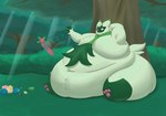 anthro belly berry big_belly big_butt big_moobs black_eyebrows butt cheri_berry claws eyebrows feet food forest fruit grass green_body green_ears hand_behind_head huge_belly huge_butt huge_moobs huge_thighs hyper hyper_belly hyper_butt hyper_moobs hyper_thighs male moobs morbidly_obese morbidly_obese_anthro morbidly_obese_male obese obese_anthro obese_male oran_berry outside overweight overweight_anthro overweight_male pawpads pecha_berry pink_eyes pink_nose pink_pawpads plant pokemon_berry shrub sitrus_berry sitting soles solo thick_thighs tree wide_hips leteos nintendo pokemon floragato generation_9_pokemon pokemon_(species) 2024 colored digital_media_(artwork) hi_res shaded