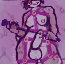 anthro balls breasts chest_harness erection faceless_character faceless_gynomorph faceless_intersex facial_piercing genital_piercing genitals gynomorph harness harness_only holding_object holding_whip intersex leather leather_harness leg_harness lip_piercing nose_piercing nose_ring penis penis_piercing piercing prince_albert_piercing ring_piercing smile smiling_at_viewer smirk smirking_at_viewer solo whip wide_hips jitteryposs yuuki/yuumi_(genderpunkdeer) deer mammal low_res sketch trans_(lore) trans_woman_(lore)