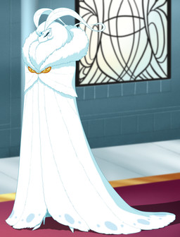 antennae_(anatomy) anthro carpet cloak clothing eyelashes female footwear forehead_gem fur_trim_(clothing) gem high_heels neck_tuft pumps shoes solo tuft window crovirus muira_aldonesis arthropod insect lepidopteran moth absurd_res hi_res