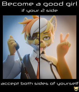 anthro bodily_fluids clothing cum cum_on_face dominant dominant_anthro dominant_female eyewear female genital_fluids gesture good_girl hand_gesture harness leash looking_at_viewer smile solo submissive submissive_anthro submissive_female suit sunglasses tears text tongue tongue_out two_sides v_sign haolde haolde_(character) canid canine canis mammal wolf 3d_(artwork) blender_(artwork) blender_cycles_(artwork) digital_media_(artwork) english_text hi_res watermark
