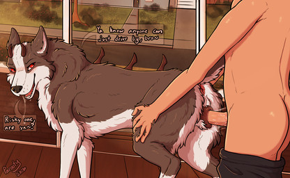 animal_genitalia animal_vulva anus bestiality bodily_fluids canine_genitalia canine_vulva dialogue duo erection female female_penetrated feral feral_penetrated genital_fluids genitals half_naked happy happy_sex horn human_on_feral human_penetrating human_penetrating_feral humanoid_genitalia humanoid_penis interspecies looking_at_another looking_back male male/female male_on_feral male_penetrating male_penetrating_female neighborhood outside outside_sex penetration penis pink_anus porch public public_sex red_eyes saliva saliva_on_tongue saliva_string sex side_view spikes talking_feral vaginal vaginal_penetration parooty veya_(parooty) canid canine canis demon domestic_dog human husky mammal nordic_sled_dog spitz