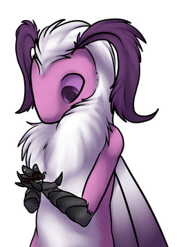 ambiguous_gender anthro duo hair purple_hair size_difference solo_focus white_hair pheonixbat arthropod insect lepidopteran moth 2013 hi_res