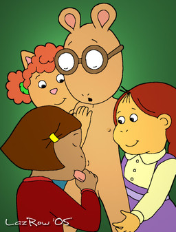 anthro balls barely_visible_balls barely_visible_genitalia biped clothed clothed/nude clothed_female clothing erection eyes_closed eyewear eyewear_only fellatio female genitals glasses glasses_only group hair hand_on_chest hand_on_penis handjob holding_penis loli looking_at_genitalia looking_at_penis male male/female navel nipples nude only_one_nude open_mouth oral penile penis pink_penis sex shota simple_background smile stroking_penis wearing_glasses young young_anthro lazrow arthur_(series) arthur_read francine_frensky muffy_crosswire sue_ellen_armstrong aardvark domestic_cat felid feline felis haplorhine mammal monkey primate stimulation 2005 digital_drawing_(artwork) digital_media_(artwork)