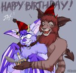 anthro birthday collar duo feral horn male male/male membrane_(anatomy) membranous_wings realistic_wings tail wings holly_marie_ogburn jax_(jax_the_bat) rotekatze bat felid fish mammal marine