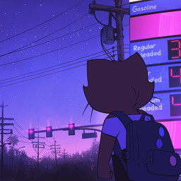 ambiguous_gender angry anthro backpack biped bodily_fluids brown_body brown_fur clothing crying detailed_background dusk eyelashes eyeliner female footwear fur gas_station hair makeup outside palm_tree palms plant power_lines price purple_sky shirt shoes short_hair sign sky solo star starry_sky street_lamp t-shirt tears text topwear traffic_light tree twilight whiskers itsdanfango jalei_(itsdanfango) domestic_cat felid feline felis mammal 1:1 2024 2d_animation animated english_text