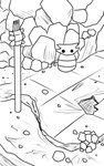 floor high-angle_view outside pebble pole rock sculpture statue underground wall_(structure) zero_pictured skeletorskeletonized hollow_knight team_cherry 2020 5:8 black_and_white digital_media_(artwork) hi_res monochrome