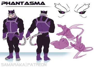 anthro barazoku biped black_clothing black_sclera black_suit bodysuit bulge close-up clothed clothed_anthro clothed_male clothing detailed_bulge feline_tail fingers fist front_view frown fur furgonomics gesture grey_body grey_fur hand_gesture hat headgear headwear humanoid_hands male markings muscular muscular_anthro muscular_male narrowed_eyes purple_body purple_clothing purple_eyes purple_fur purple_suit rear_view simple_background skinsuit solo standing striped_markings stripes suit text tight_clothing v_sign white_background samaraka phantasma_(samaraka) felid mammal pantherine tiger absurd_res artist_name character_name full-length_portrait hi_res model_sheet portrait