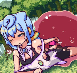 ahegao ambiguous_penetration blue_eyes blue_hair blush bodily_fluids bouncing_butt butt clothing day dialogue duo femboy forced forest from_behind_position hair hand_behind_back looking_pleasured lying male male/male male_penetrated not_furry on_front on_ground open_mouth outside penetration plant rape sex slime speech_bubble sweat tears tongue tongue_out torn_clothing tree bkrg hacka_doll hacka_doll_3 human mammal animated digital_media_(artwork) no_sound pixel_(artwork) pixel_animation short_playtime video