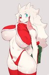 anthro big_breasts biped blue_eyes breasts clothed clothing female fur holidays huge_breasts nipple_outline simple_background skimpy solo white_body white_fur buta99 christmas vanilla_(buta99) bovid caprine goat mammal absurd_res hi_res