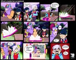 anthro berry_(brawl_stars) book brawl_stars burger colette_(brawl_stars) comic dialogue edgar_(brawl_stars) equid equine female food group hi_res horn human kissing male male/male mammal mythological_creature mythological_equine mythology nazuranoke speech_bubble supercell_(company) unicorn watermark