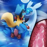 animal_genitalia bodily_fluids cervical_contact cum cum_in_pussy cum_in_uterus cum_inside duo erection female female_penetrated feral genital_fluids genitals male male/female male_penetrating male_penetrating_female penetration pussy sex tail tongue tongue_out uterus darkmirage nintendo pokemon azulatios michi_(character) generation_3_pokemon generation_4_pokemon latios legendary_pokemon mammal pokemon_(species) riolu 1:1 hi_res