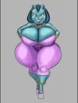 anthro big_breasts blue_body blue_fur blue_hair breasts clothed clothing eyelashes female footwear fur hair high_heels huge_breasts jewelry looking_at_viewer mature_anthro mature_female purple_clothing shoes simple_background smile solo thick_thighs wide_hips tansau tripping_the_rift katherine_'kitty'_malak domestic_cat felid feline felis mammal 2025 digital_media_(artwork) sketch
