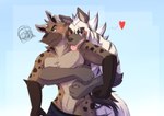 abs blush bodily_fluids duo heart_symbol hug hugging_another hugging_from_behind male male/male navel nipples pecs saliva tongue tongue_out shirokoi temptations_ballad_(visual_novel) hamish_(temptations_ballad) marrow_(temptations_ballad) hyena mammal spotted_hyena striped_hyena hi_res