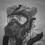 anthro bdsm bondage bound diving_mask male mask restraints simple_background solo straitjacket straps tube kemira kemira_redearth_(character) canid canine canis domestic_cat felid feline felis hybrid mammal wolf 2022 bust_portrait greyscale hi_res icon monochrome portrait signature