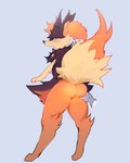 2020 ambiguous_gender anthro black_body black_fur blue_background braixen butt butt_grab canid canine digital_media_(artwork) disembodied_hand dodudoru duo fakemon fangs featureless_crotch fur fusion generation_6_pokemon hand_on_butt hi_res hybrid looking_back mammal multicolored_body multicolored_fur nintendo orange_eyes outline pokemon pokemon_(species) pokemon_fusion presenting presenting_hindquarters pumpkaboo raised_tail rear_view red_outline simple_background smile solo_focus spread_butt spreading standing tail teeth two_tone_body two_tone_fur white_background