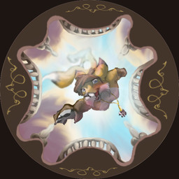 anthro balcony ceiling circle falling female jewelry low-angle_view necklace solo tail trompe-l'oeil worm's-eye_view yangus rimpala canid canine fox mammal 1:1 digital_media_(artwork)