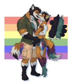 age_difference animal_genitalia animal_penis anthro anthro_on_anthro armpit_hair athletic athletic_anthro athletic_male balls barefoot beard big_penis bisexual_pride_colors body_hair bottomwear butt canine_genitalia canine_penis close-up clothed clothing collared_shirt crop_top cutaway denim denim_bottomwear denim_clothing denim_shorts dipstick_tail duo erection eyebrow_piercing eyebrows eyes_closed facial_hair facial_piercing feet french_kissing frenum_ladder frenum_piercing frottage fur genital_piercing genitals hair handjob handkerchief hotpants intimate jewelry kerchief kissing knot ladder_piercing lgbt_pride male male/male markings mature_anthro mature_male muscular muscular_anthro muscular_male necklace open_clothing open_shirt open_topwear penile penis penis_piercing penises_touching piercing plantigrade pride_colors prince_albert_piercing rainbow_pride_colors sex shadow sheath shirt shorts simple_background size_difference standing standing_sex tail tail_markings tattoo tiptoes topwear torn_clothing torn_topwear transgender_pride_colors tuft unzipped vein veiny_penis white_background zipper huskyralvar lgbt_pride_month frisky_(foxjxck) makani_(foxjxck) canid canine fox mammal 2026 hi_res father_(lore) father_and_child_(lore) father_and_son_(lore) incest_(lore) parent_(lore) parent_and_child_(lore) parent_and_son_(lore) son_(lore)