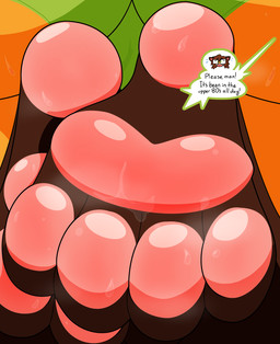 anthro bodily_fluids butt camel_toe feet female foot_fetish foot_focus pawpads paws requesting solo speech_bubble sweat sweaty_butt sweaty_feet text thick_thighs toes starrydraco carrie_(starrydraco) canid canine fox mammal digital_media_(artwork) english_text hi_res