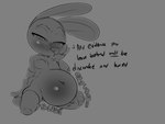 4:3 absurd_res after_vore anthro anthro_pred areola belly belly_blush big_areola big_belly blush body_blush breasts clothing digestion digestion_noises digestion_sequence digital_media_(artwork) disney female female_pred finger_in_mouth finger_suck greyscale hi_res judy_hopps kneeling lagomorph legwear leporid mammal medium_breasts monochrome narrowed_eyes navel nipples rabbit rapid_digestion sketch solo sucking talking_to_prey theboogie thigh_highs unseen_prey vore zootopia