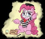 blue_eyes clothed clothing female feral fur hair looking_at_viewer mime pink_body pink_fur pink_hair sad solo text pirill-poveniy friendship_is_magic hasbro my_little_pony pinkie_pie_(mlp) earth_pony equid equine horse mammal pony 2016 alpha_channel english_text hi_res